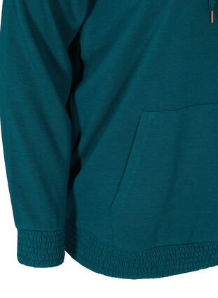 Sweatshirt med lomme og hætte, Deep Teal, Packshot image number 3