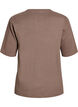 Ribbet jerseybluse med korte &aelig;rmer, Brun, Packshot image number 1