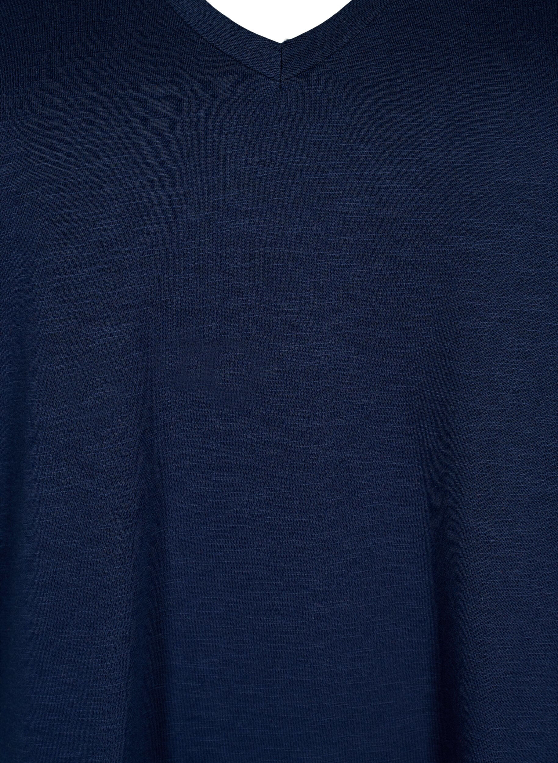 ZizziKort&aelig;rmet basis t-shirt med v-hals, Bl&aring;, Packshot image number 2