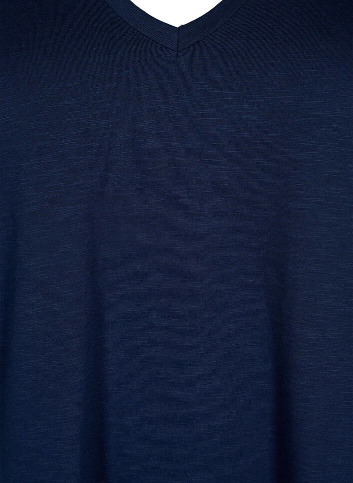 Kort&aelig;rmet basis t-shirt med v-hals, Bl&aring;, Packshot image number 2