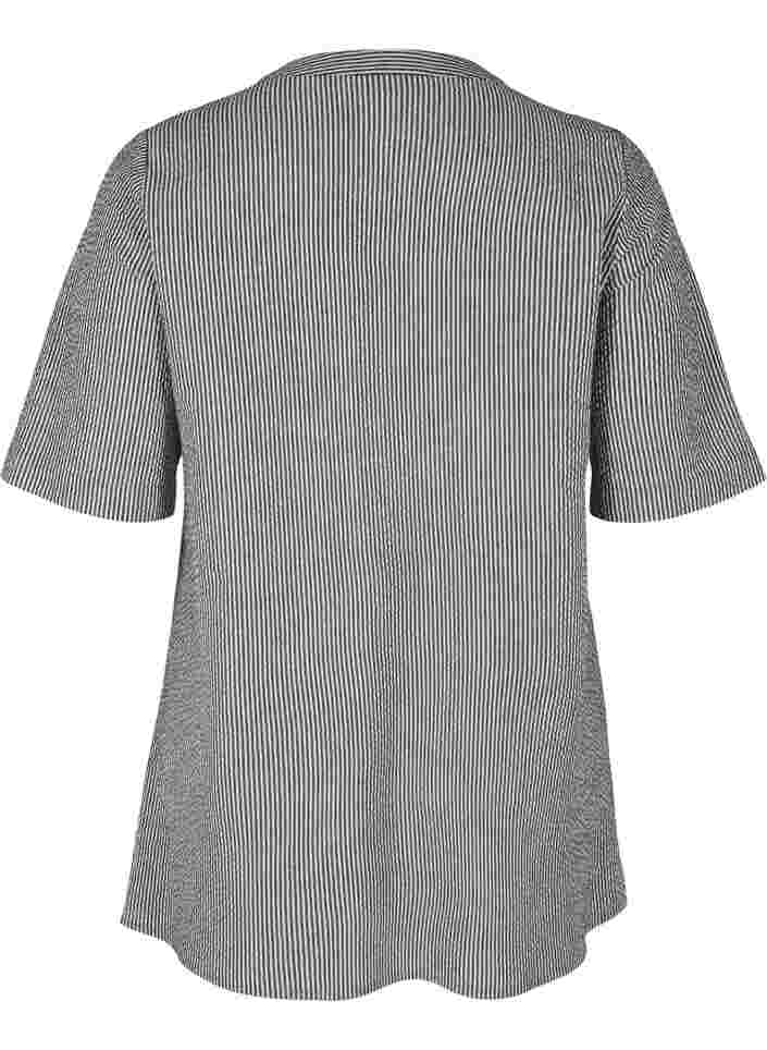 Bomulds tunika med stribet print, Black Stripe, Packshot image number 1