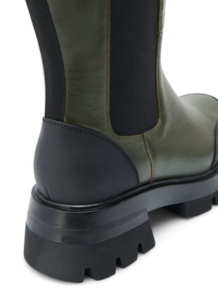 Wide fit læderstøvle med lang skaft og elastik, Deep Depths, Packshot image number 2