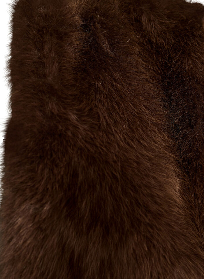 Kort imiteret pelsjakke med &aring;ben front, Brun, Packshot image number 3