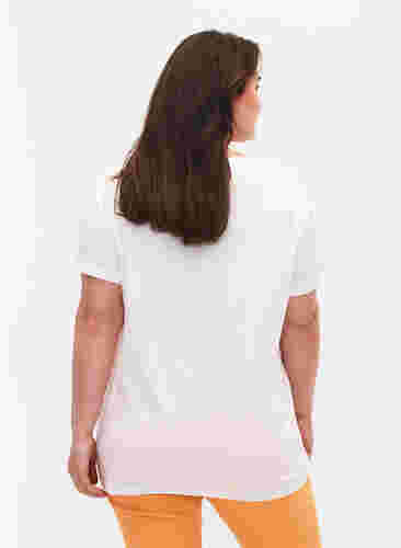 T-shirt i bomuld med broderi anglaise, Bright White, Model image number 1