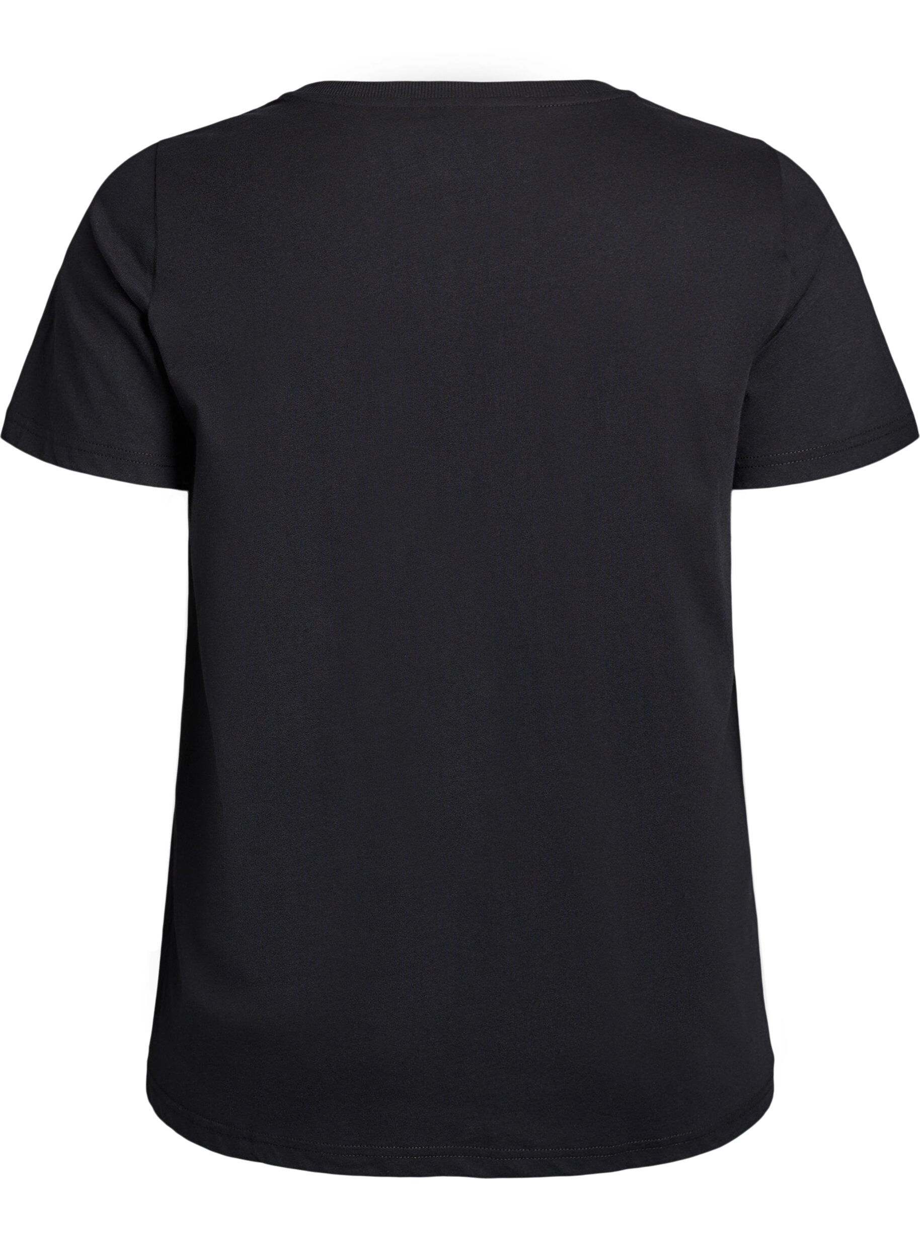 Zizzi Jule t-shirt i &oslash;kologisk bomuld, Sort, Packshot image number 1