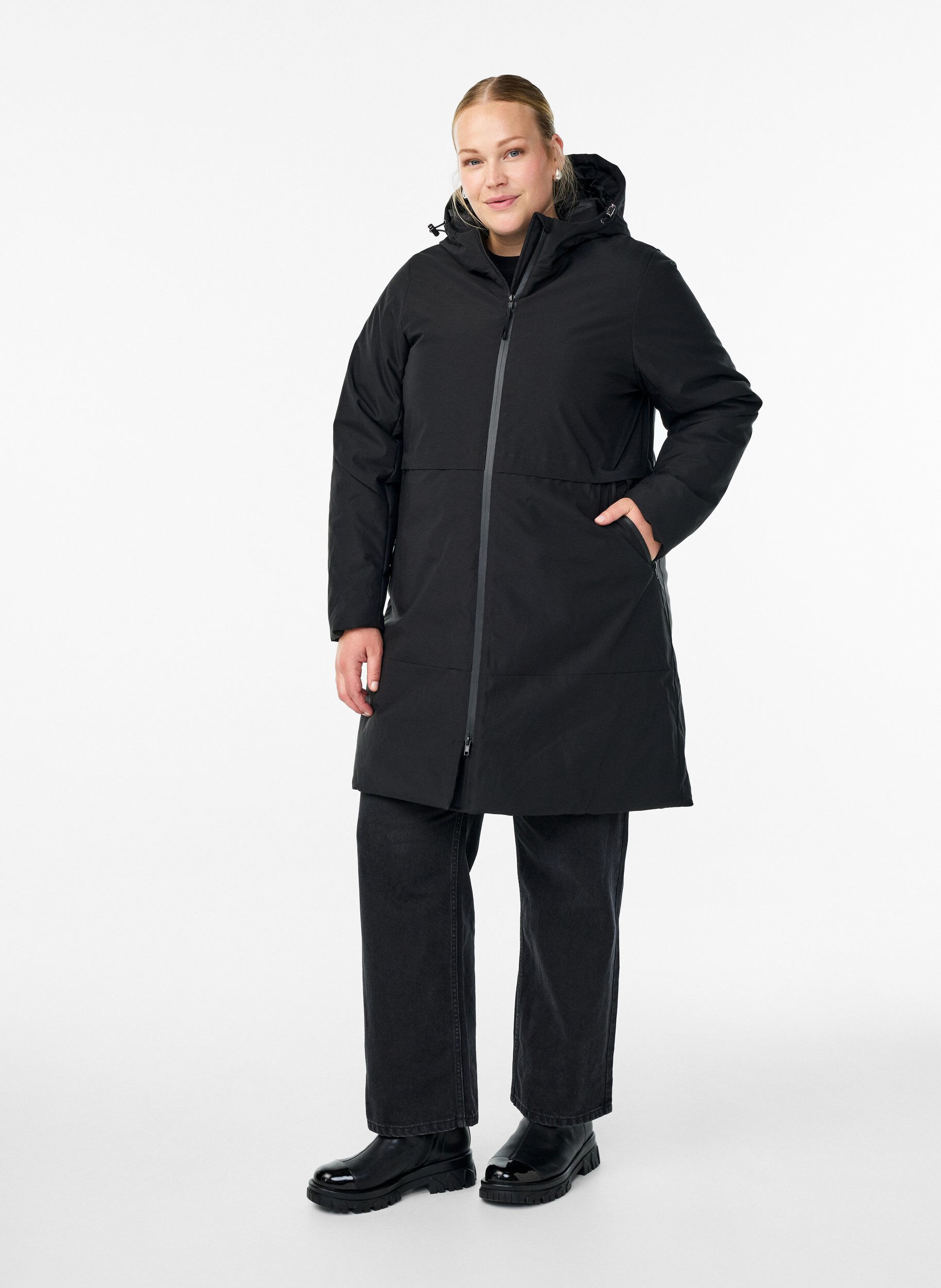 ZizziVinterjakke med justerbar talje, Sort, Model image number 1