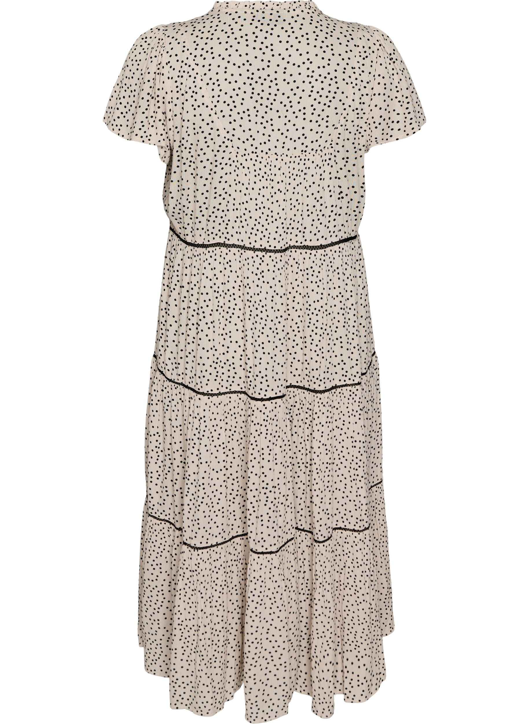 Zizzi Midikjole i viskose med m&oslash;nster, Hvid, Packshot image number 1