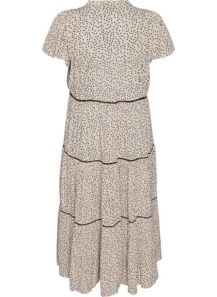 Midikjole i viskose med m&oslash;nster, Hvid, Packshot image number 1