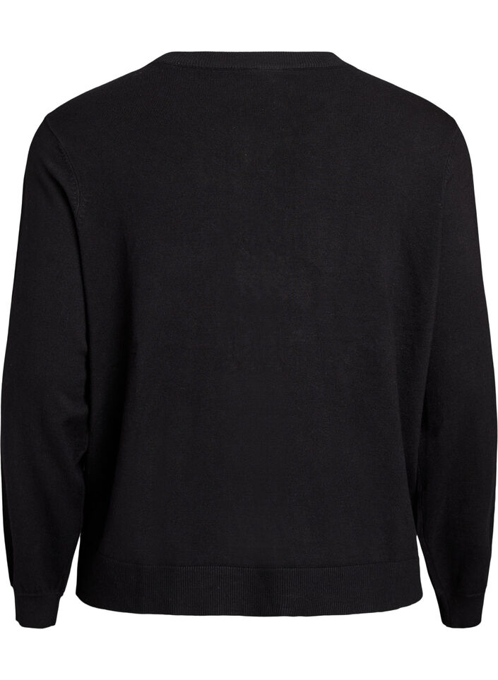 Cardigan med perlebroderede sløjfer og trykknapper, Sort, Packshot image number 1