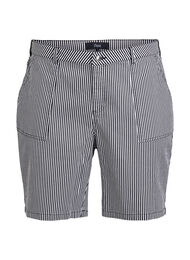 Stribede bermudashorts med høj talje, Sort
