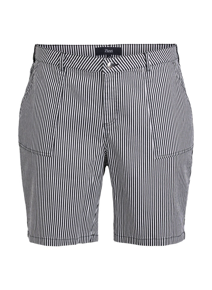 Stribede bermudashorts med høj talje, Sort, Packshot image number 0
