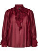 Bluse i viskose med fl&aelig;ser og lange &aelig;rmer, R&oslash;d, Packshot image number 0
