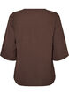 Skjortebluse med V-udsk&aelig;ring og 3/4-&aelig;rmer, Brun, Packshot image number 1