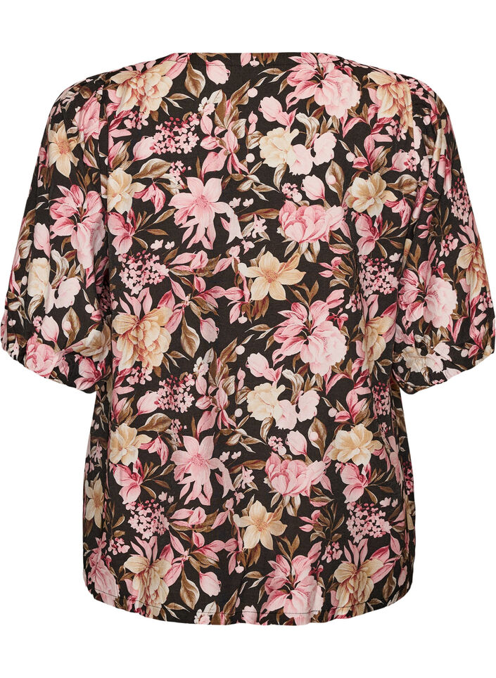 Viskosebluse med V-udsk&aelig;ring, Lyser&oslash;d, Packshot image number 1