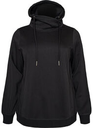Sweatshirt med h&oslash;j krave og lommer, Sort