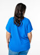 Bluse med korte &aelig;rmer og rund halsudsk&aelig;ring, Bl&aring;, Model image number 2