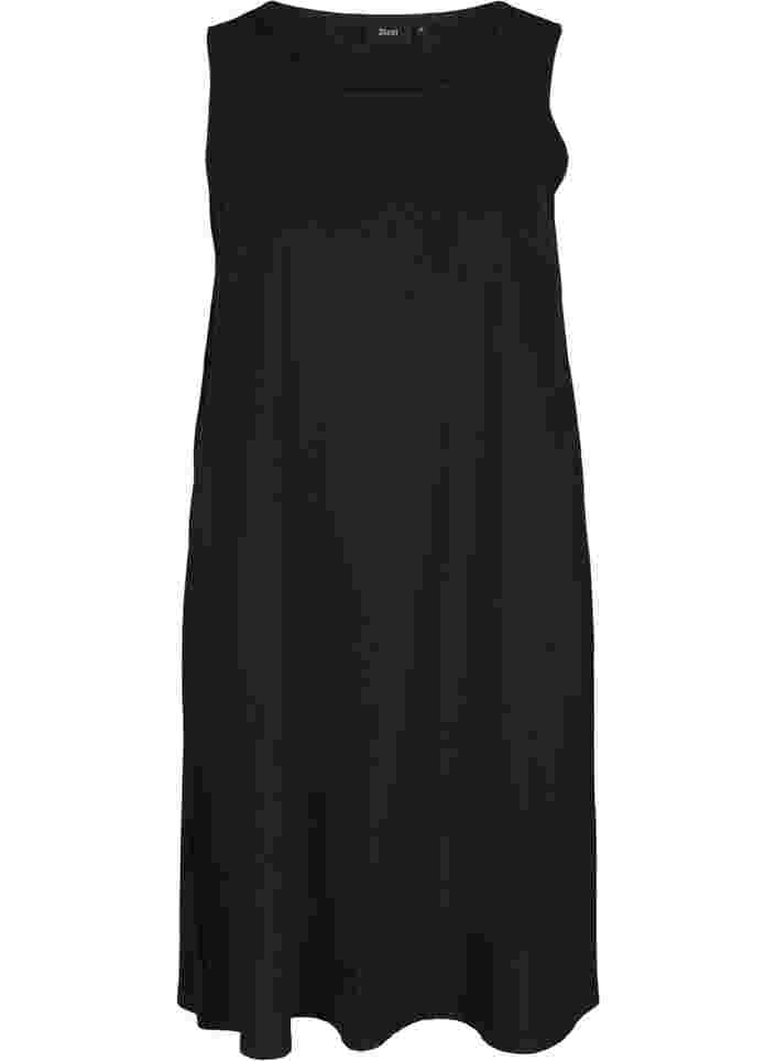Ærmeløs bomuldskjole med a-form, Black