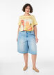 T-shirt i bomuld med printmotiv, Gul, Model image number 1