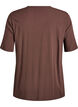 Kort&aelig;rmet v&aelig;vet bluse med rund hals, Brun, Packshot image number 1