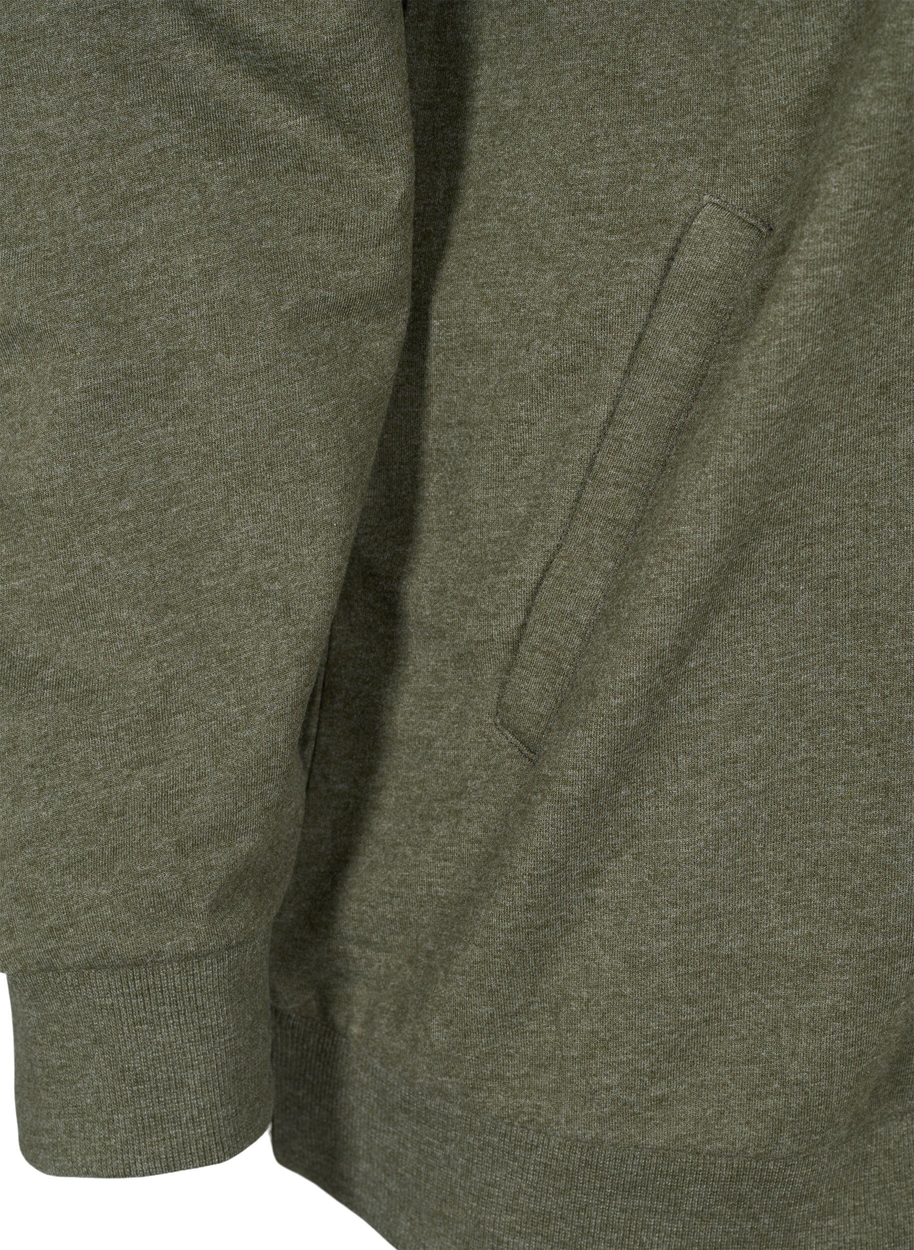 Zizzi Sweat cardigan med lynl&aring;s og h&aelig;tte, Forest Night, Packshot image number 3