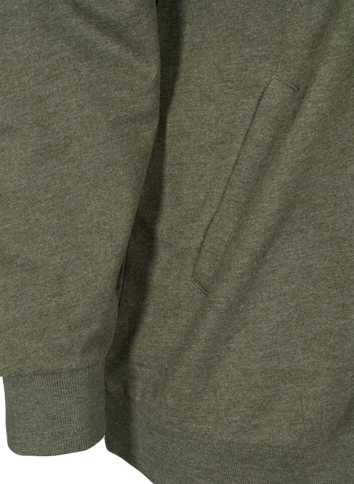 Sweat cardigan med lynlås og hætte, Forest Night, Packshot image number 3