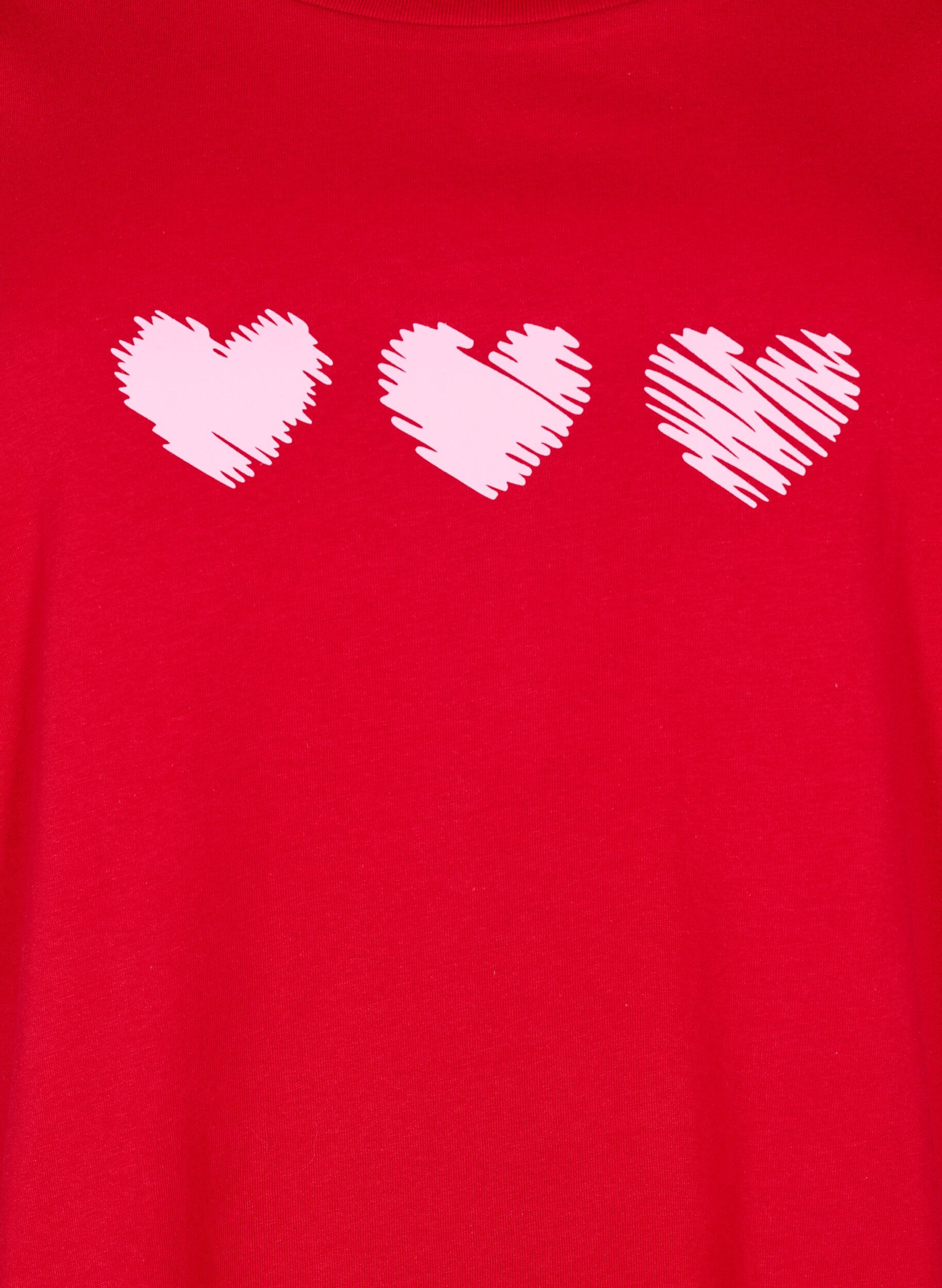 Zizzi Bomulds t-shirt med motiv, Salsa w. Hearts, Packshot image number 2