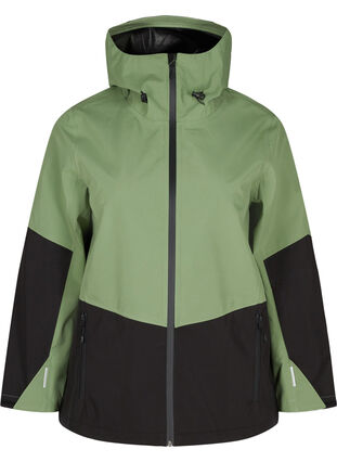Vandtæt hiking jakke med hætte, Hedge Green Comb, Packshot image number 0