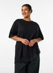 T-shirt med asymmetrisk blondekant, Sort, Model image number 0