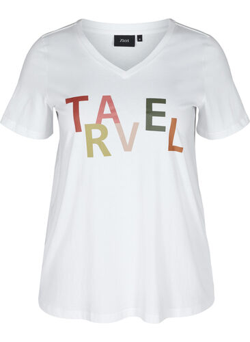 T-shirt med print, Bright White TRAVEL, Packshot image number 0
