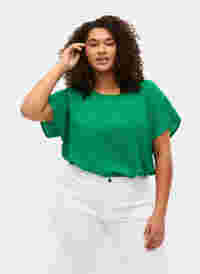 Bluse med korte ærmer og rund halsudskæring, Jolly Green, Model