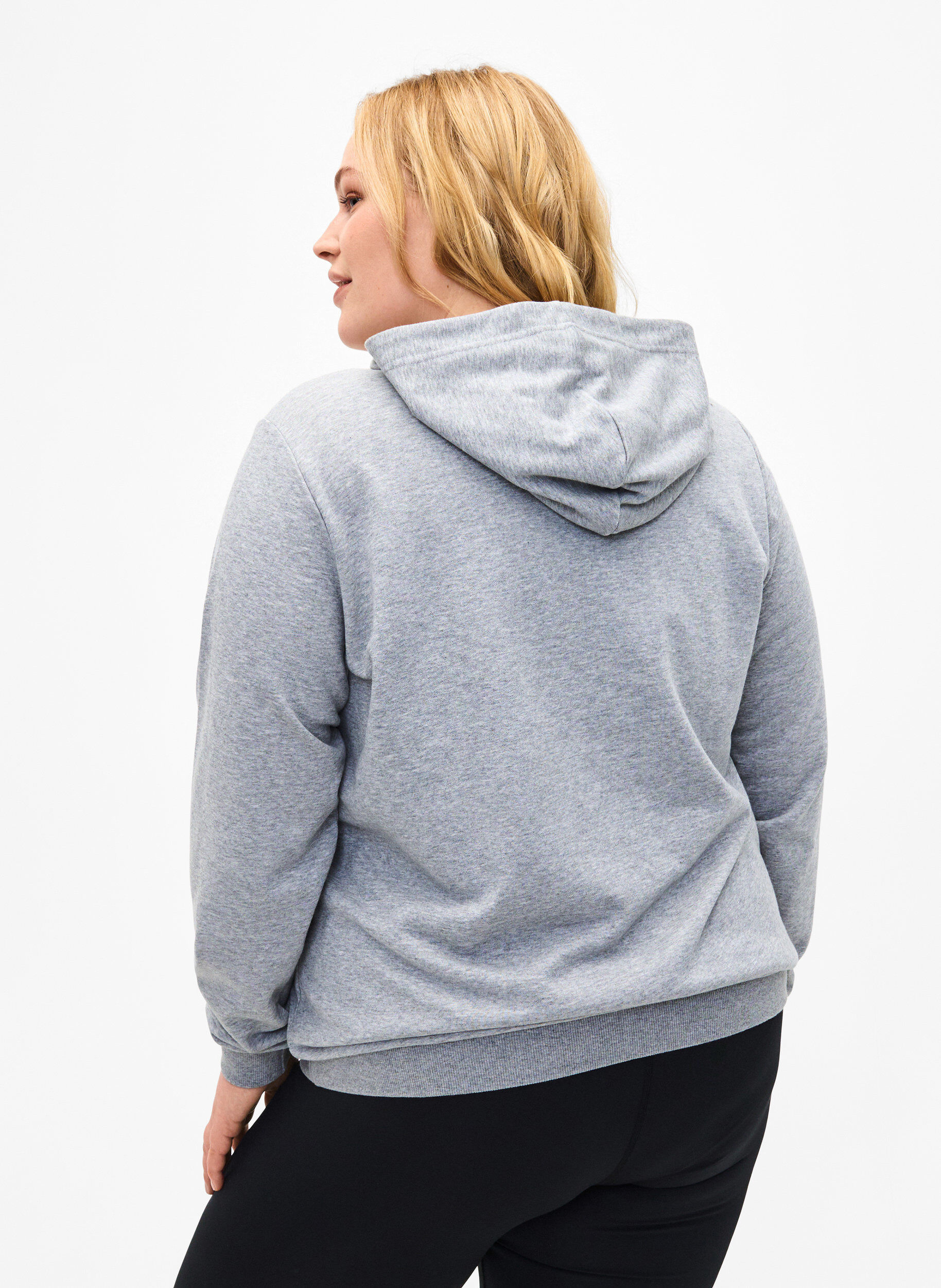 Zizzi Sweat h&aelig;ttetr&oslash;je, Light Grey Melange, Model image number 1