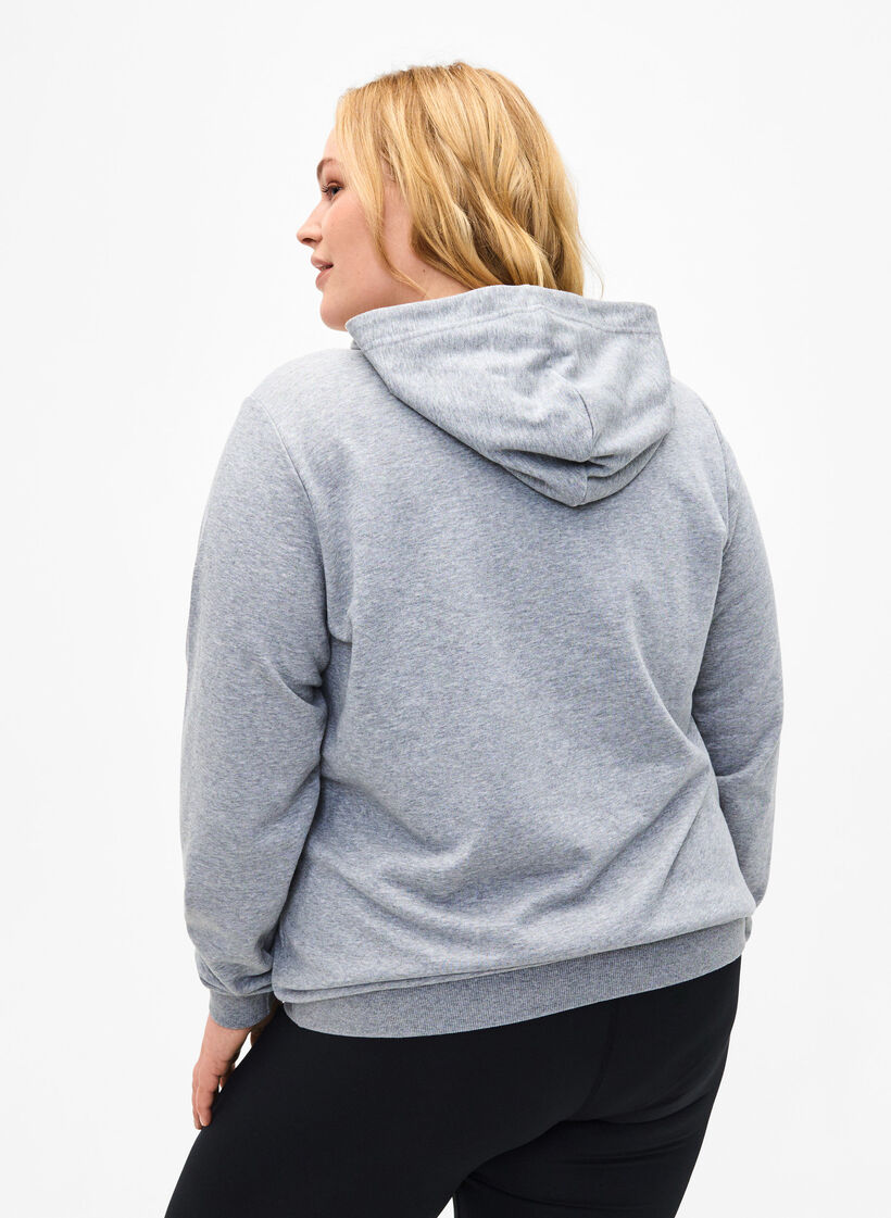 Sweat hættetrøje, Light Grey Melange, Model image number 1