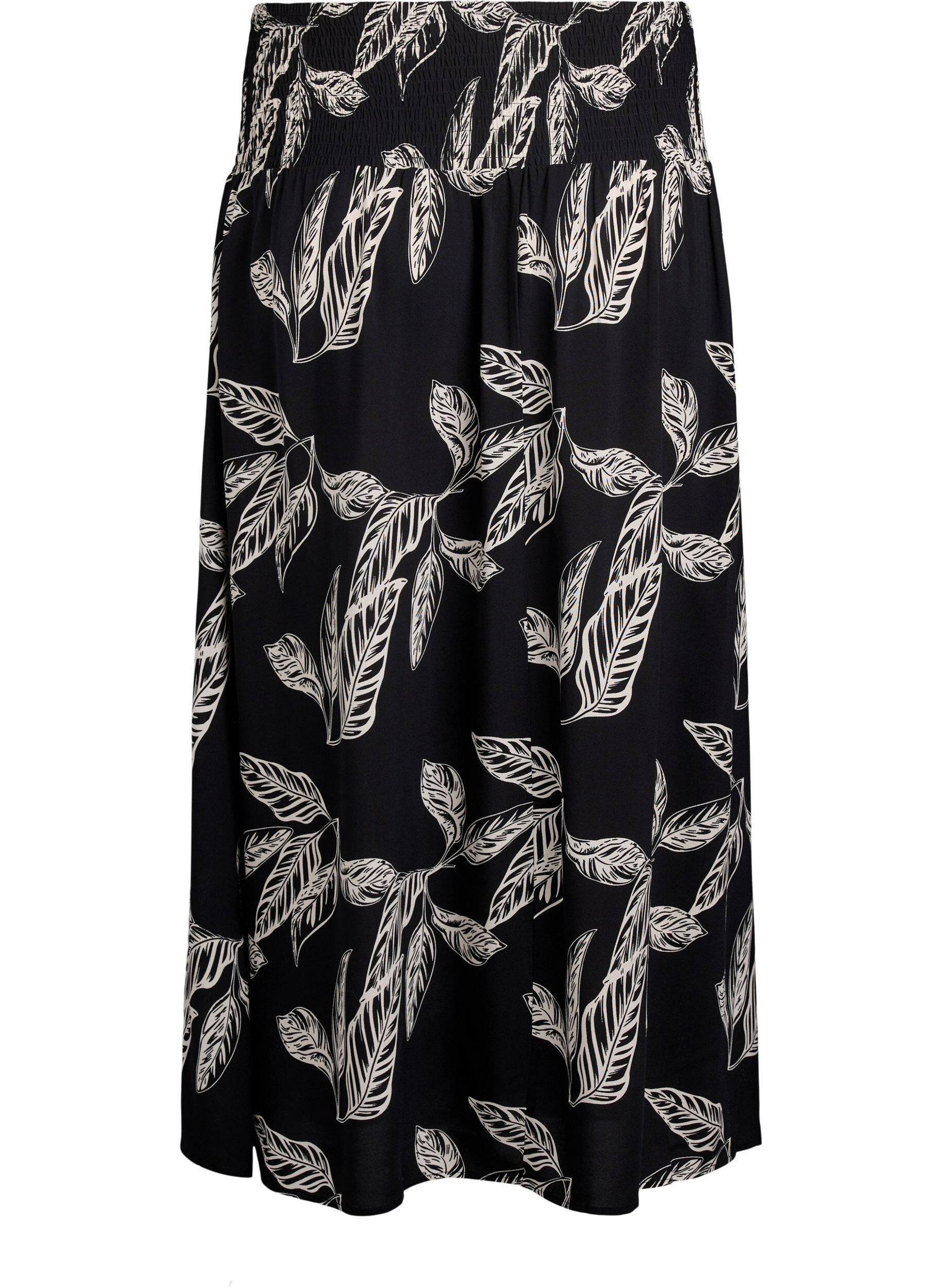 ZizziMaxinederdel i viskose med smock, Sort, Packshot image number 1