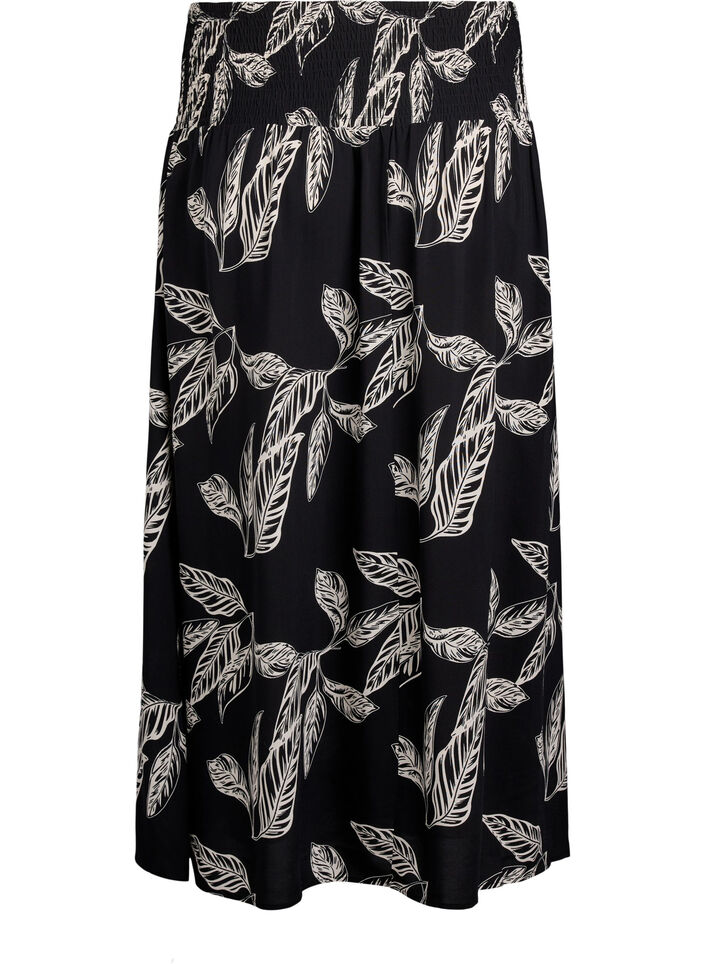 Maxinederdel i viskose med smock, Sort, Packshot image number 1