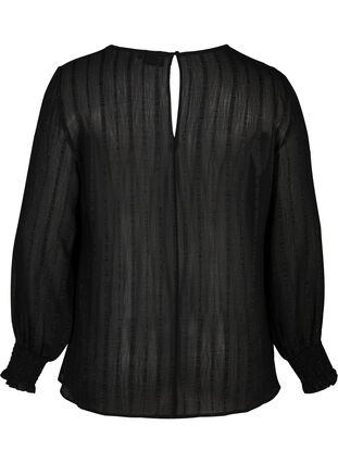 Langærmet bluse med smock, Black, Packshot image number 1