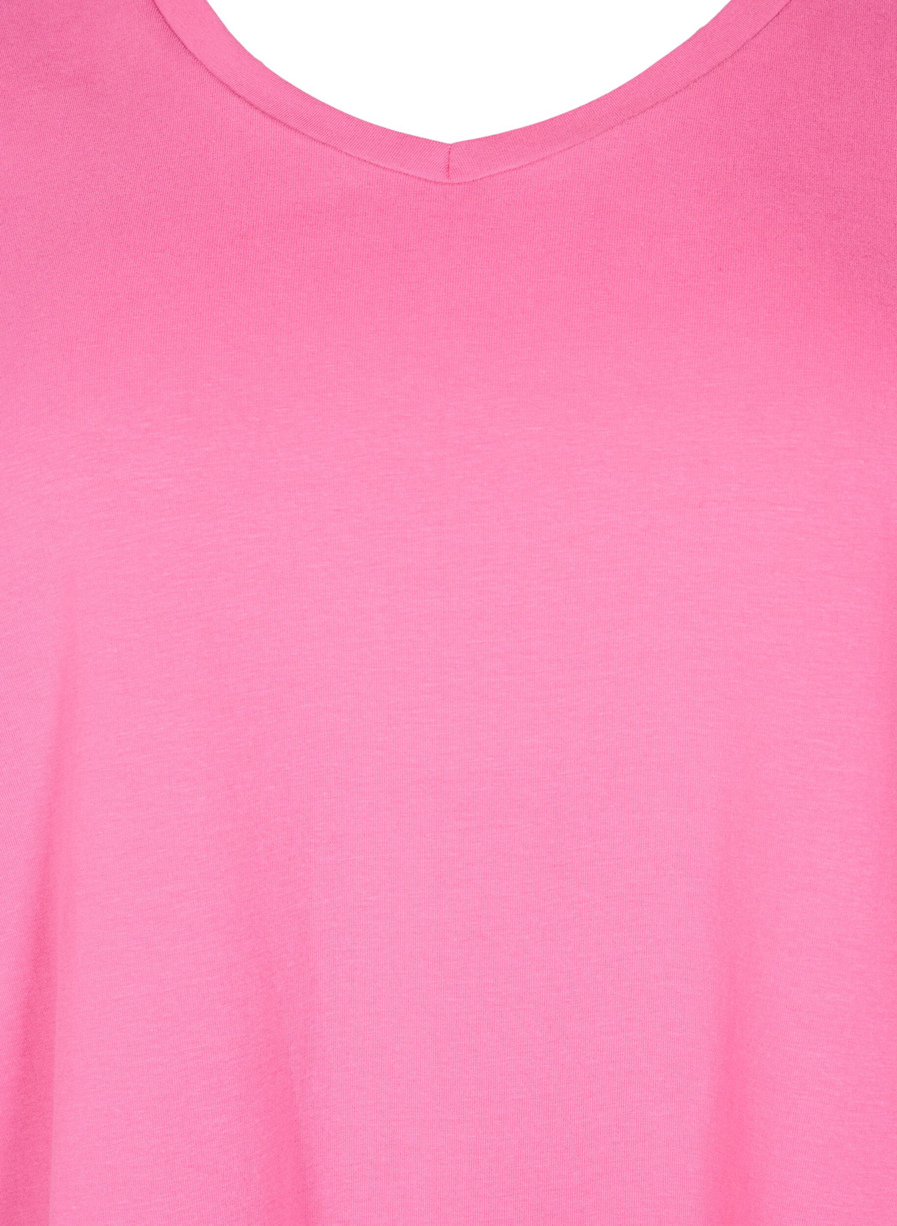 ZizziEnsfarvet basis t-shirt i bomuld, Lyser&oslash;d, Packshot image number 2