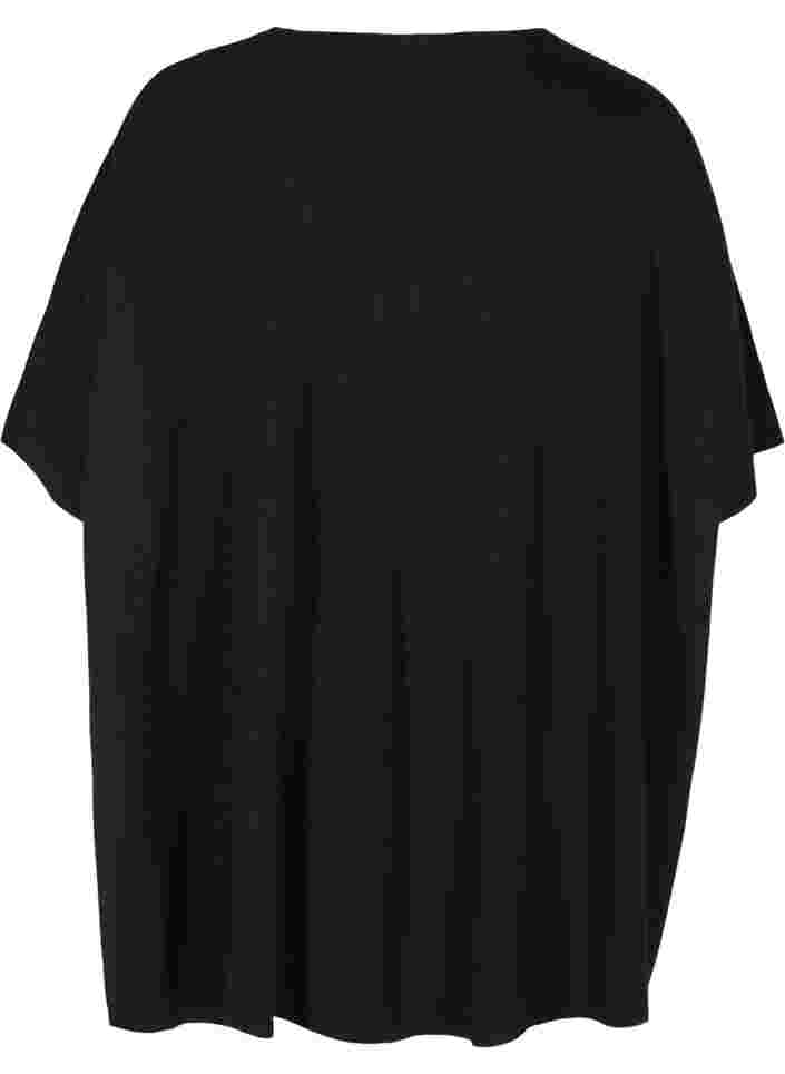 Kortærmet strik poncho med rund hals, Black, Packshot image number 1