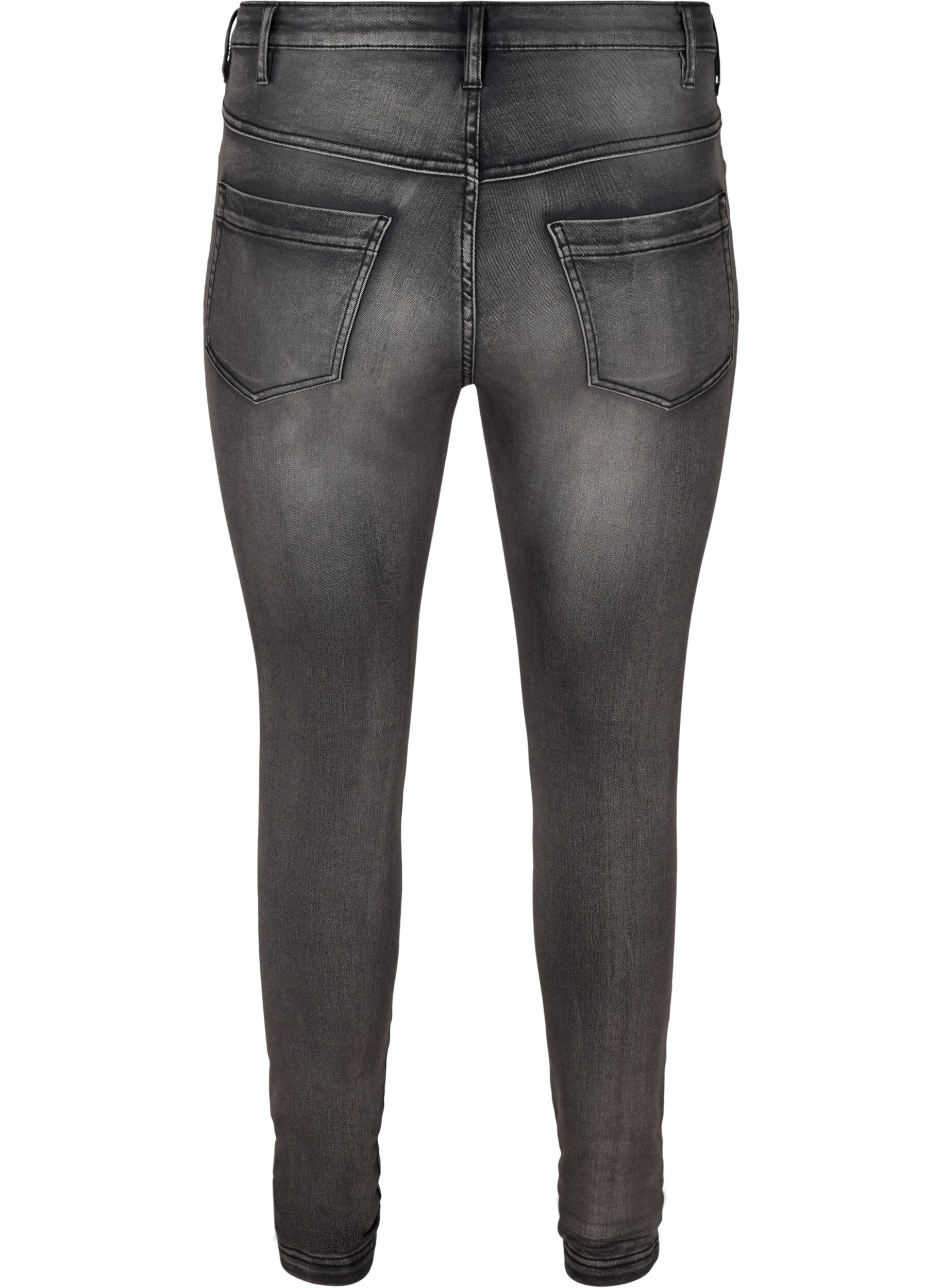 ZizziSuper slim Amy jeans med h&oslash;j talje, Dark Grey Denim, Packshot image number 1