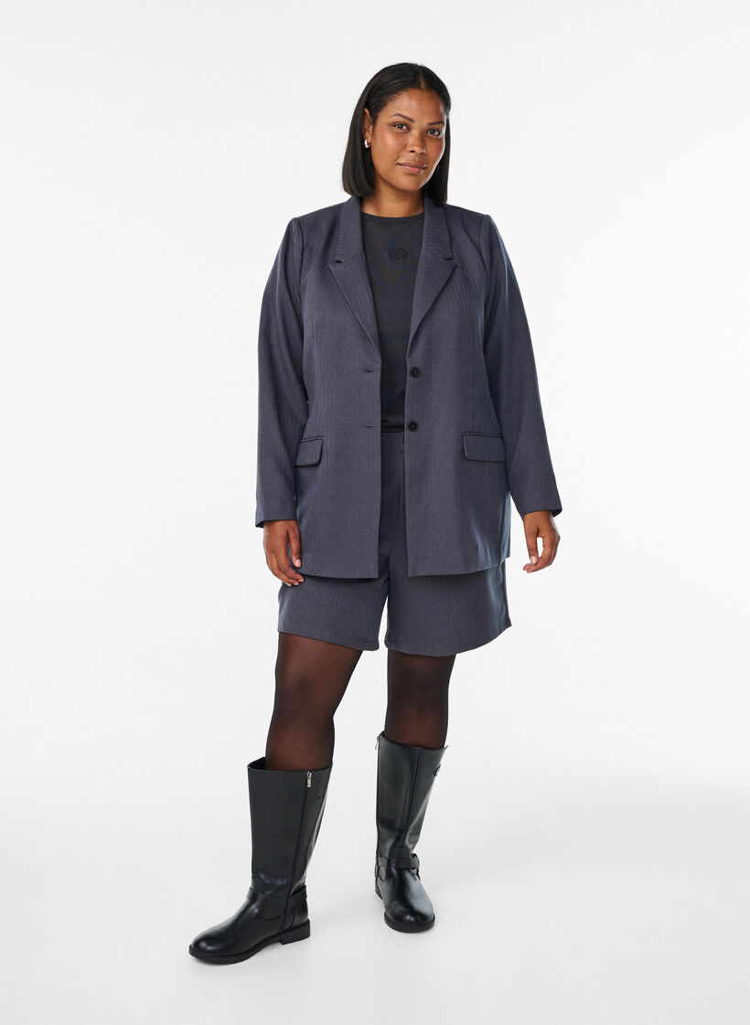 Klassisk blazer med lommer, Grå, Model