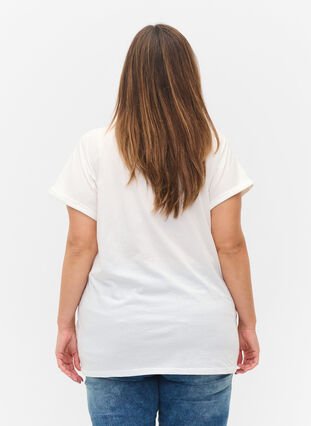 Kortærmet t-shirt med broderi anglaise, Off White Mel, Model image number 1