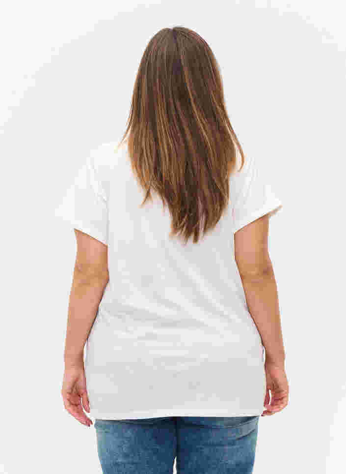 Kortærmet t-shirt med broderi anglaise, Off White Mel, Model image number 1