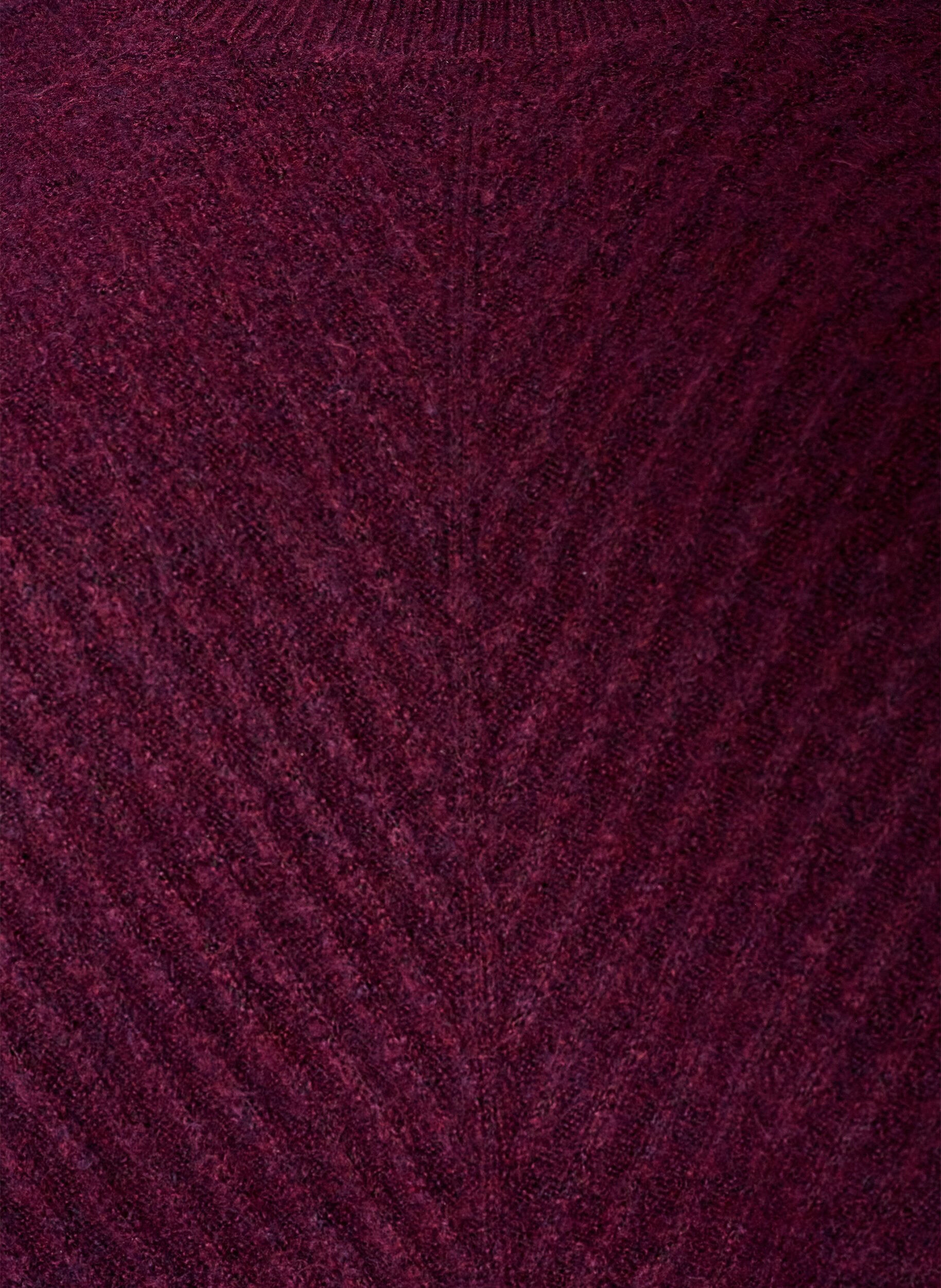 ZizziStrikbluse med V-formet ribm&oslash;nster og slidser, R&oslash;d, Packshot image number 2