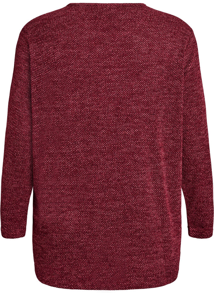 Lang&aelig;rmet bluse med struktur, M&oslash;rk Bordeaux, Packshot image number 1