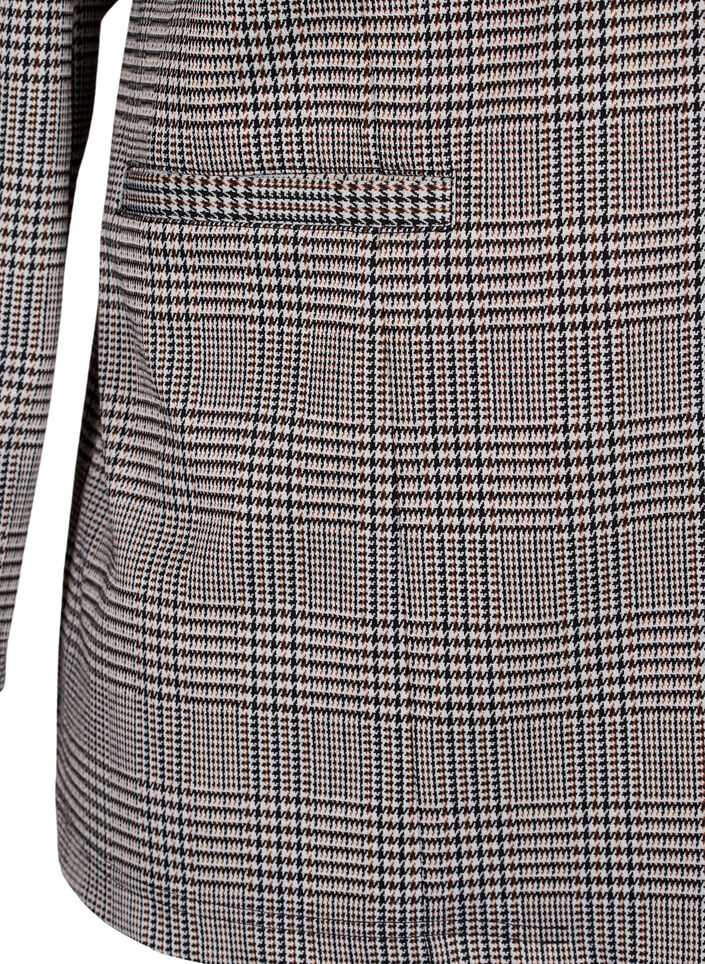 Ternet blazer med knaplukning, Beige Brown Check, Packshot image number 3