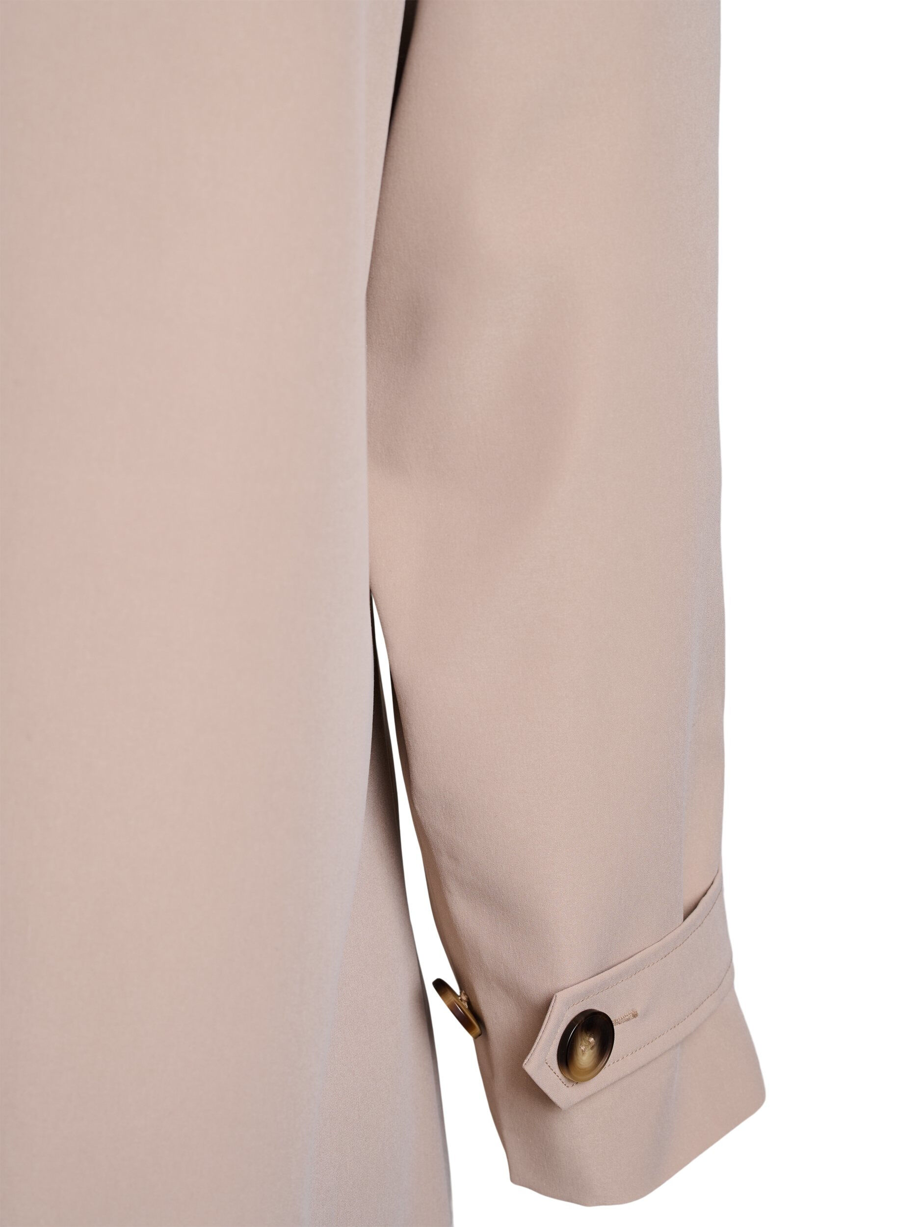 Zizzi For&aring;rsjakke med imiteret ruskindskrave og skjult knaplukning, Beige, Packshot image number 4