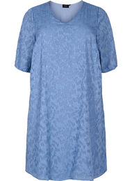 Kortærmet kjole med struktur, Coronet Blue