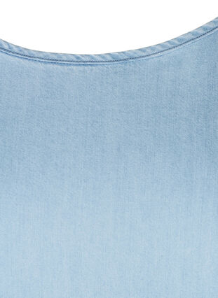 Kortærmet denim kjole med læg, Light blue denim, Packshot image number 2