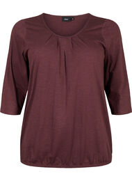 Bomuldsbluse med 3/4 ærmer, Fudge