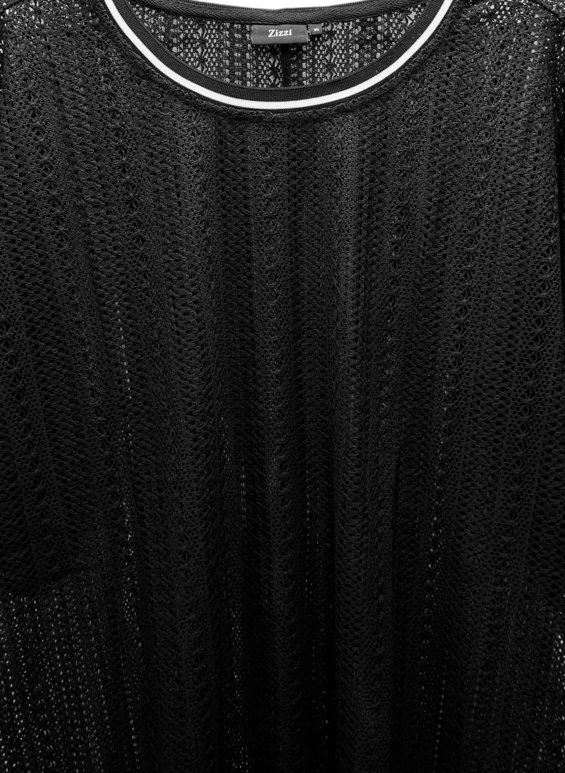 Zizzi Midikjole med hulm&oslash;nster og korte &aelig;rmer, Sort, Packshot image number 2