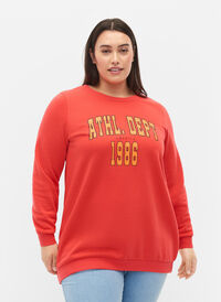 Lang sweatshirt med tekstprint, Hisbiscus, Model